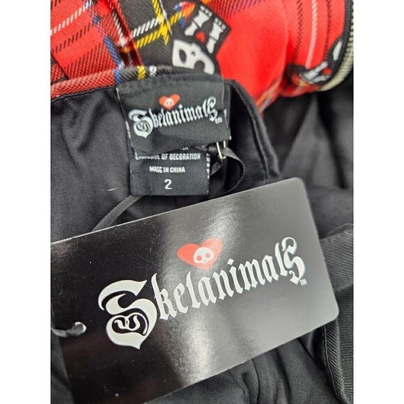 New Skelanimals Plaid Split Dress Womens Plus 2/18-20 2X Black Red Mini Zip - Picture 7 of 9